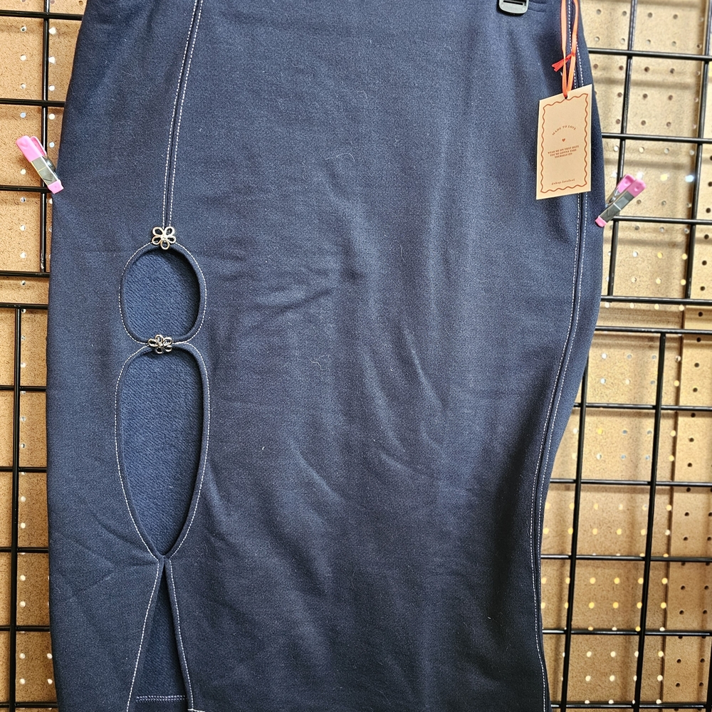 Chic Navy Midi Skirt with Cutout Detail